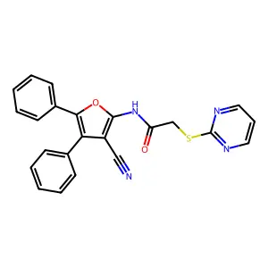 N-(3-cyano-4,5-diphenyl-2-furyl)-2-(2-pyrimidinylsulfanyl)acetamide structure