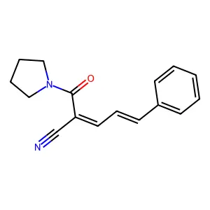 (2E,4E)-5-phenyl-2-(pyrrolidin-1-ylcarbonyl)penta-2,4-dienenitrile structure