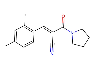 3-(2,4-Dimethylphenyl)-2-(pyrrolidine-1-carbonyl)prop-2-enenitrile structure