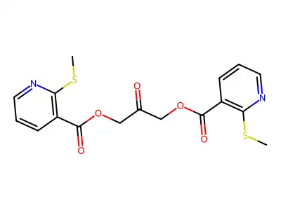 2-Oxopropane-1,3-diyl bis(2-(methylthio)nicotinate) structure