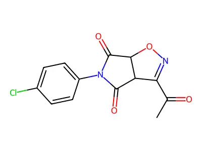 3-acetyl-5-(4-chlorophenyl)-3aH-pyrrolo[3,4-d]isoxazole-4,6(5H,6aH)-dione structure