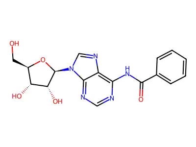 N-(9-beta-L-Ribofuranosyl-9H-purin-6-yl)benzamide structure