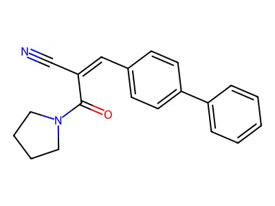 3-{[1,1'-Biphenyl]-4-yl}-2-(pyrrolidine-1-carbonyl)prop-2-enenitrile structure
