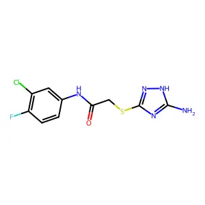 2-[(5-amino-1H-1,2,4-triazol-3-yl)sulfanyl]-N-(3-chloro-4-fluorophenyl)acetamide structure