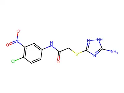2-[(5-amino-1H-1,2,4-triazol-3-yl)sulfanyl]-N-(4-chloro-3-nitrophenyl)acetamide structure