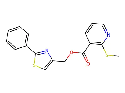 (2-Phenylthiazol-4-yl)methyl 2-(methylthio)nicotinate structure