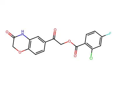 [2-oxo-2-(3-oxo-4H-1,4-benzoxazin-6-yl)ethyl] 2-chloro-4-fluorobenzoate structure