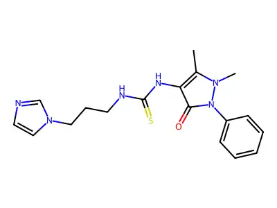 1-(1,5-Dimethyl-3-oxo-2-phenylpyrazol-4-yl)-3-(3-imidazol-1-ylpropyl)thiourea structure