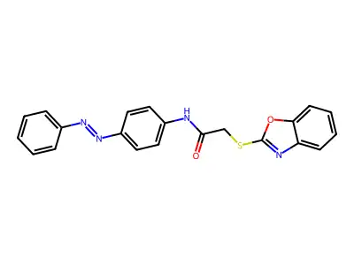 Acetamide, 2-(2-benzoxazolylthio)-N-[4-(2-phenyldiazenyl)phenyl]- structure