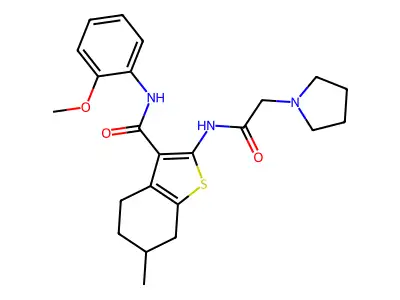 N-(2-methoxyphenyl)-6-methyl-2-[(pyrrolidin-1-ylacetyl)amino]-4,5,6,7-tetrahydro-1-benzothiophene-3-carboxamide structure