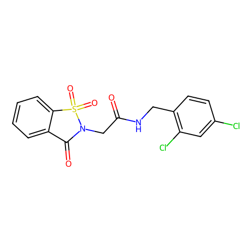 N-(2,4-dichlorobenzyl)-2-(1,1-dioxido-3-oxo-1,2-benzothiazol-2(3H)-yl)acetamide structure