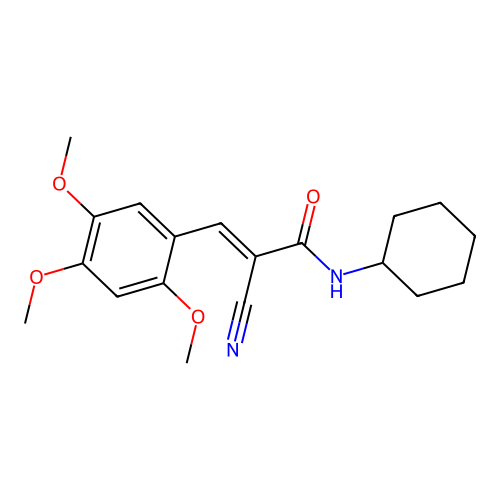 2-cyano-N-cyclohexyl-3-(2,4,5-trimethoxyphenyl)prop-2-enamide structure
