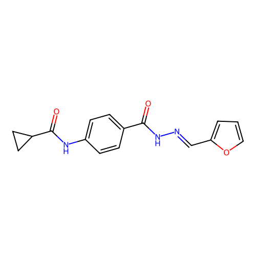 N-(4-{[2-(2-furylmethylene)hydrazino]carbonyl}phenyl)cyclopropanecarboxamide structure