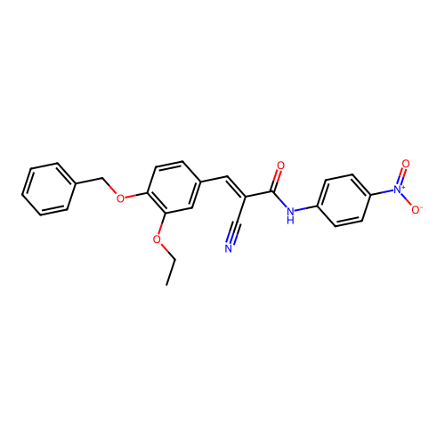 (E)-2-cyano-3-(3-ethoxy-4-phenylmethoxyphenyl)-N-(4-nitrophenyl)prop-2-enamide structure