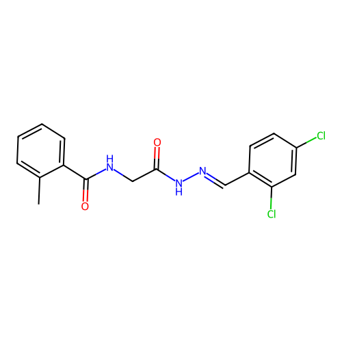 N-(2-(2-(2,4-Dichlorobenzylidene)hydrazino)-2-oxoethyl)-2-methylbenzamide structure