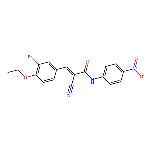 (E)-3-(3-bromo-4-ethoxyphenyl)-2-cyano-N-(4-nitrophenyl)prop-2-enamide structure