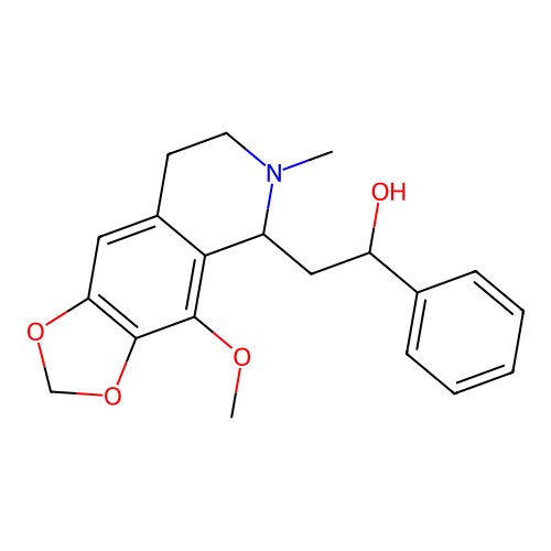 2-(4-methoxy-6-methyl-5,6,7,8-tetrahydro-[1,3]dioxolo[4,5-g]isoquinolin-5-yl)-1-phenylethanol structure