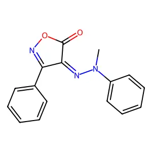4-(2-Methyl-2-phenylhydrazinylidene)-3-phenyl-1,2-oxazol-5(4H)-one structure