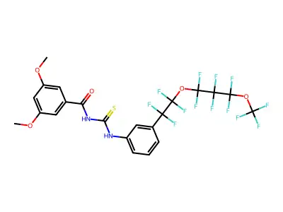 3,5-dimethoxy-N-[(3-{1,1,2,2-tetrafluoro-2-[1,1,2,2,3,3-hexafluoro-3-(trifluoromethoxy)propoxy]ethyl}phenyl)carbamothioyl]benzamide structure