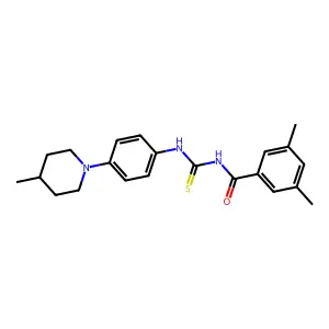 3,5-dimethyl-N-{[4-(4-methylpiperidin-1-yl)phenyl]carbamothioyl}benzamide structure