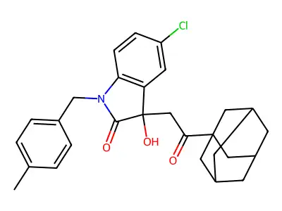 3-[2-(1-adamantyl)-2-oxoethyl]-5-chloro-3-hydroxy-1-[(4-methylphenyl)methyl]indol-2-one structure