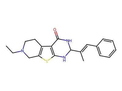 7-Ethyl-2-(1-phenylprop-1-en-2-yl)-2,3,5,6,7,8-hexahydropyrido[4',3':4,5]thieno[2,3-d]pyrimidin-4(1H)-one structure