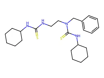 1-Benzyl-3-cyclohexyl-1-[2-(cyclohexylcarbamothioylamino)ethyl]thiourea structure