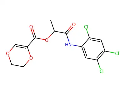 1-Methyl-2-oxo-2-[(2,4,5-trichlorophenyl)amino]ethyl 5,6-dihydro-1,4-dioxin-2-carboxylate structure