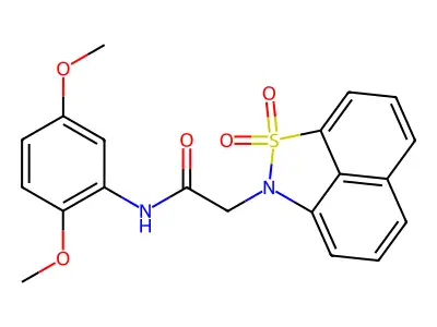 N-(2,5-dimethoxyphenyl)-2-(2,2-dioxo-2lambda6-thia-3-azatricyclo[6.3.1.04,12]dodeca-1(11),4,6,8(12),9-pentaen-3-yl)acetamide structure