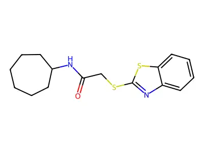 2-(1,3-benzothiazol-2-ylsulfanyl)-N-cycloheptylacetamide structure