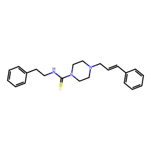 N-(2-phenylethyl)-4-[(2E)-3-phenylprop-2-en-1-yl]piperazine-1-carbothioamide structure