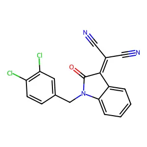 [1-(3,4-dichlorobenzyl)-2-oxo-1,2-dihydro-3H-indol-3-ylidene]propanedinitrile structure