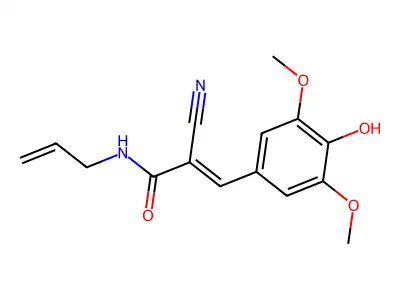 2-cyano-3-(4-hydroxy-3,5-dimethoxyphenyl)-N-(prop-2-en-1-yl)prop-2-enamide structure