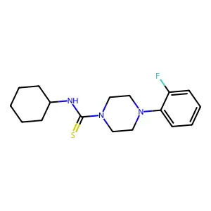 N-cyclohexyl-4-(2-fluorophenyl)piperazine-1-carbothioamide structure