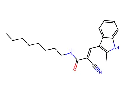 2-cyano-3-(2-methyl-1H-indol-3-yl)-N-octylprop-2-enamide structure