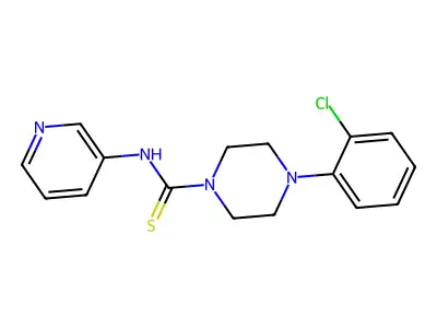 4-(2-chlorophenyl)-N-pyridin-3-ylpiperazine-1-carbothioamide structure