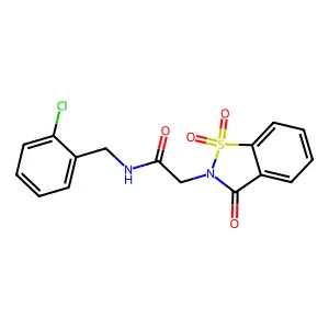 N-[(2-chlorophenyl)methyl]-2-(1,1,3-trioxo-1,2-benzothiazol-2-yl)acetamide structure