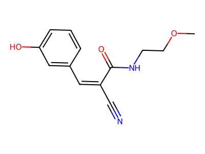 2-cyano-3-(3-hydroxyphenyl)-N-(2-methoxyethyl)prop-2-enamide structure