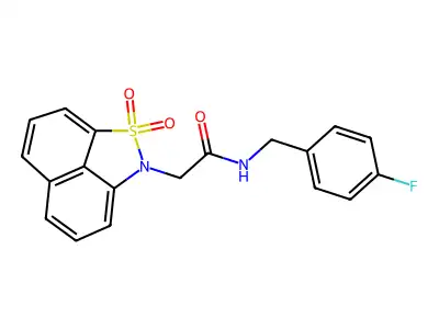2-(2,2-dioxo-2lambda6-thia-3-azatricyclo[6.3.1.04,12]dodeca-1(11),4,6,8(12),9-pentaen-3-yl)-N-[(4-fluorophenyl)methyl]acetamide structure