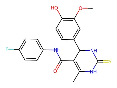 N-(4-fluorophenyl)-4-(4-hydroxy-3-methoxyphenyl)-6-methyl-2-thioxo-1,2,3,4-tetrahydropyrimidine-5-carboxamide structure