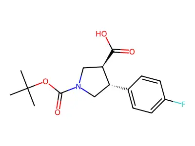 (3S,4R)-1-(tert-butoxycarbonyl)-4-(4-fluorophenyl)pyrrolidine-3-carboxylic acid structure