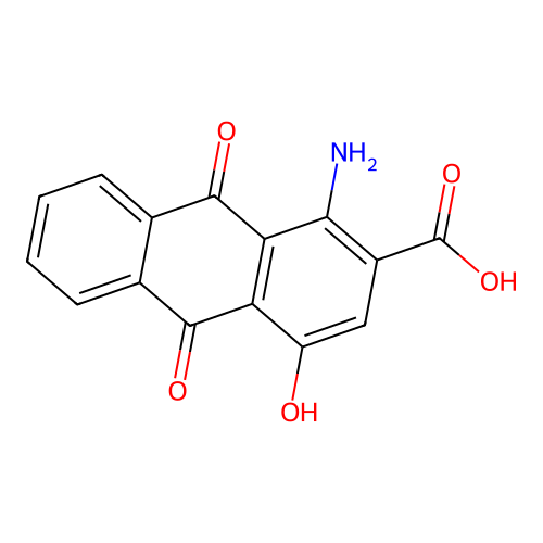 1-Amino-4-hydroxy-9,10-dioxo-9,10-dihydroanthracene-2-carboxylic acid structure