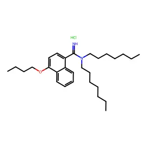 4-Butoxy-N,N-diheptylnaphthalene-1-carboximidamide--hydrogen chloride (1/1) structure