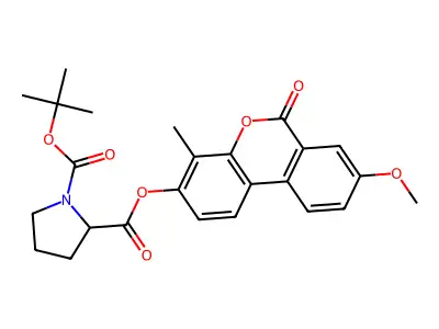 1-O-tert-butyl 2-O-(8-methoxy-4-methyl-6-oxobenzo[c]chromen-3-yl) pyrrolidine-1,2-dicarboxylate structure