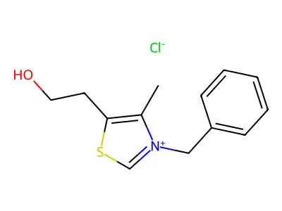 3-Benzyl-5-(2-hydroxyethyl)-4-methyl-1,3-thiazol-3-ium structure