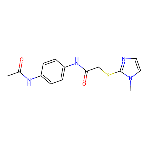 N-(4-acetamidophenyl)-2-(1-methylimidazol-2-yl)sulfanylacetamide structure