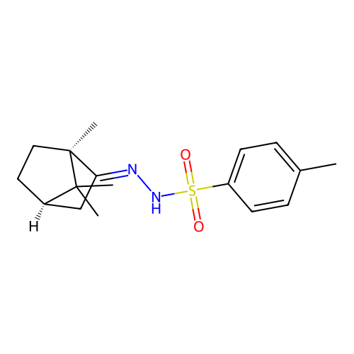 4-methyl-N-[(E)-[(1R,4R)-4,7,7-trimethyl-3-bicyclo[2.2.1]heptanylidene]amino]benzenesulfonamide structure