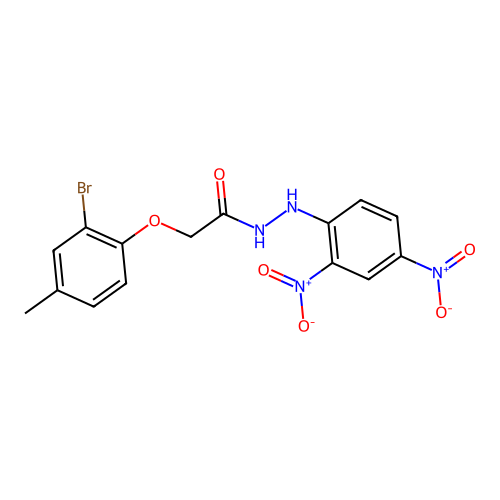 2-(2-bromo-4-methylphenoxy)-N'-(2,4-dinitrophenyl)acetohydrazide structure