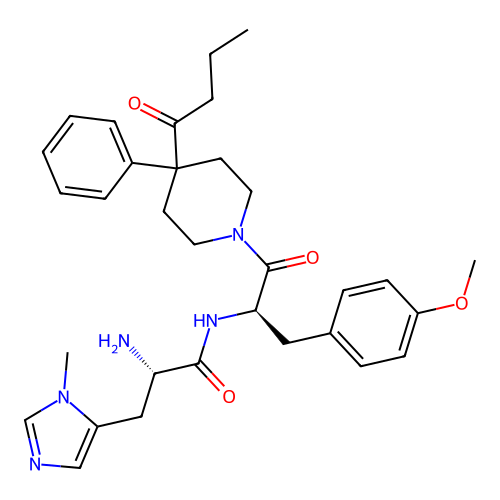 1-(1-(3-Methyl-L-histidyl-O-methyl-D-tyrosyl)-4-phenyl-4-piperidinyl)-1-butanone structure