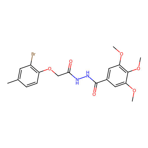 N'-[(2-bromo-4-methylphenoxy)acetyl]-3,4,5-trimethoxybenzohydrazide structure